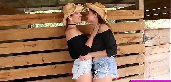  Hot country babes lesbian fuck at the farm